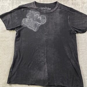 Affliction‎ Shirt Chemical Burn Series Mens XL Black Fleur de Lis Grunge Punk